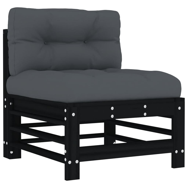 vidaXL 6 Piece Wood Garden Lounge Set in Black