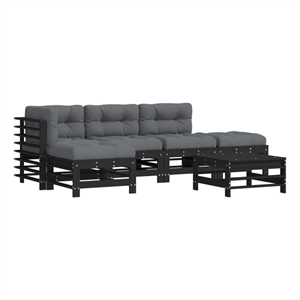 vidaxl 6 piece wood garden lounge set in black