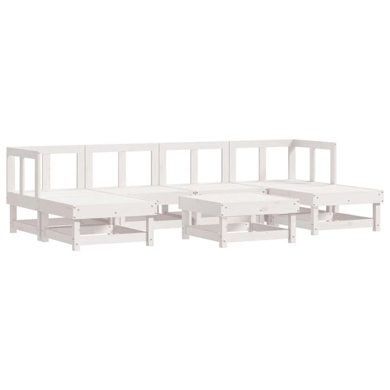 vidaXL 7 Piece Wood Garden Lounge Set in White/Anthracite