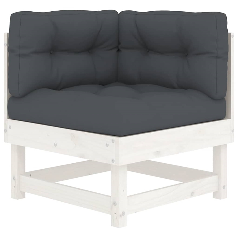 vidaXL 7 Piece Wood Garden Lounge Set in White/Anthracite