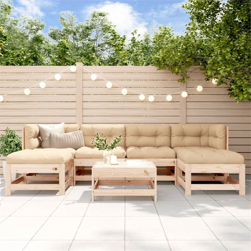 vidaXL 7 Piece Wood Garden Lounge Set in Beige
