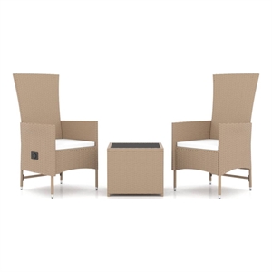 vidaXL 3 Piece Steel Garden Lounge Set in Beige