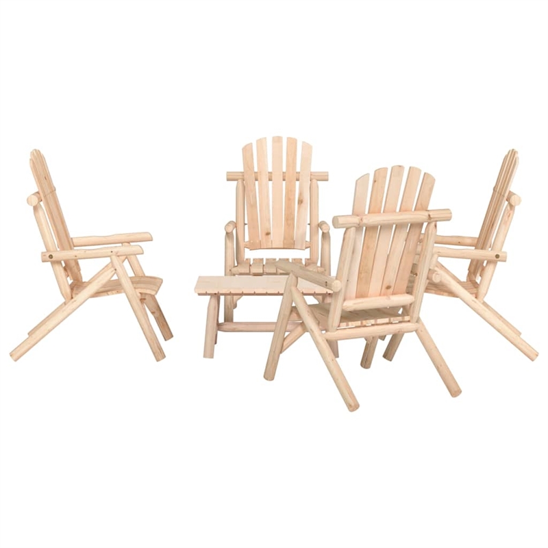 vidaXL 5 Piece Wood Medium Garden Lounge Set in Natural