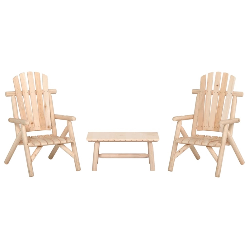 vidaXL 3 Piece Wood Medium Garden Lounge Set in Natural