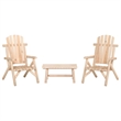 vidaXL 3 Piece Wood Medium Garden Lounge Set in Natural