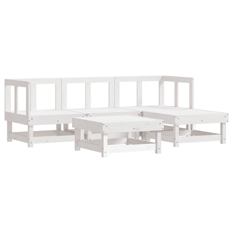 vidaXL 5 Piece Wood Garden Lounge Set in White/Anthracite