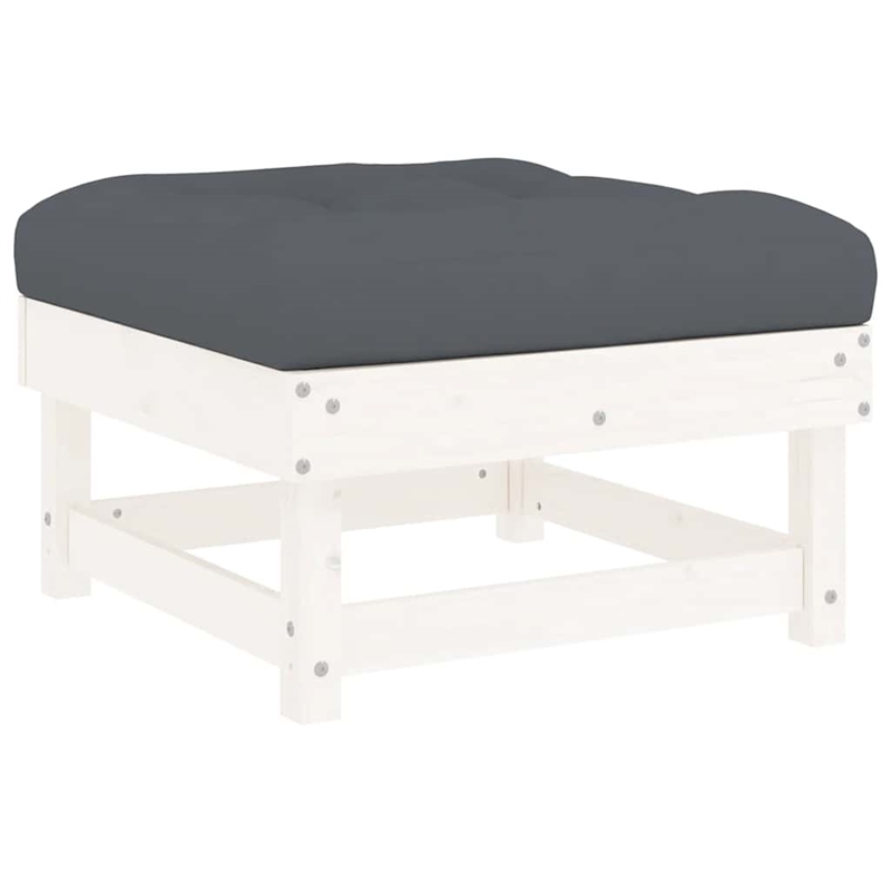 vidaXL 5 Piece Wood Garden Lounge Set in White/Anthracite