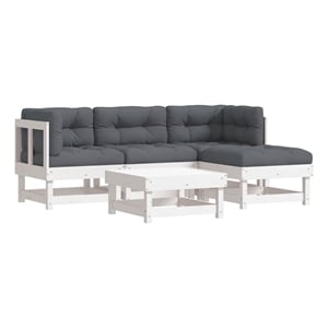 vidaXL 5 Piece Wood Garden Lounge Set in White/Anthracite