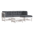 vidaXL 5 Piece Wood Garden Lounge Set in White/Anthracite
