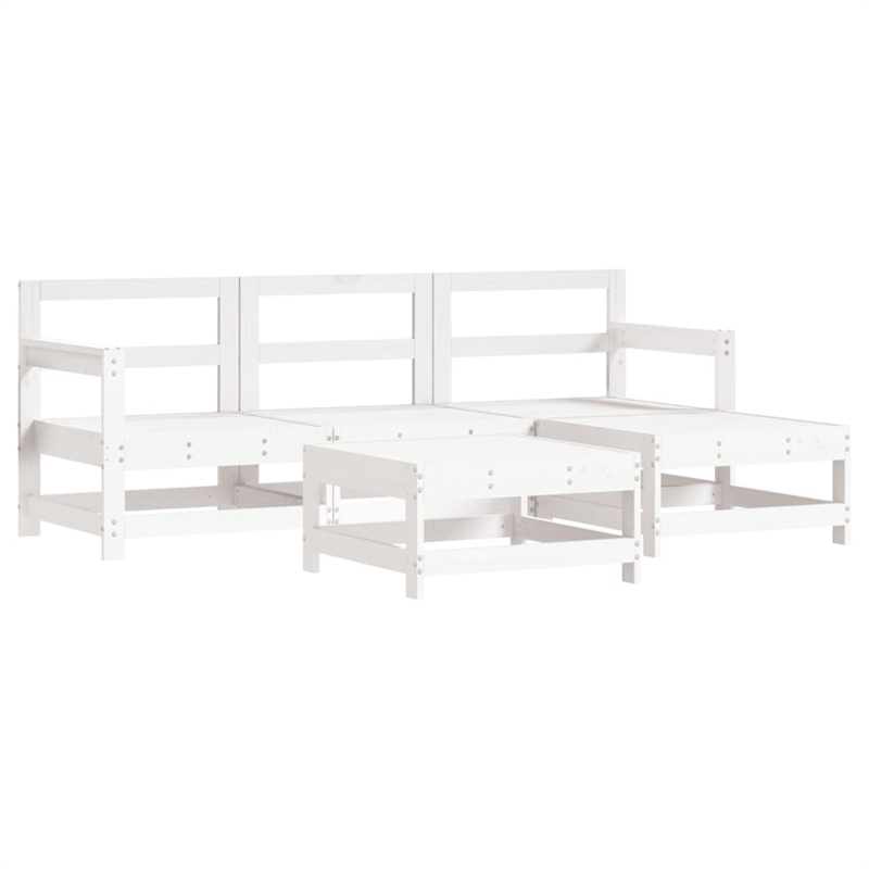 vidaXL 5 Piece Wood Small Garden Lounge Set in White/Anthracite