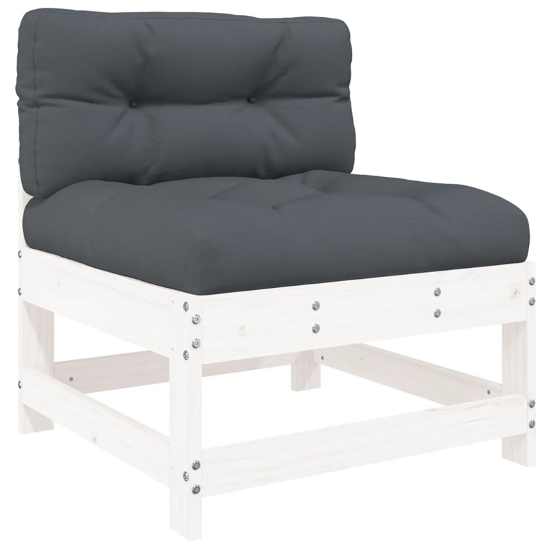 vidaXL 5 Piece Wood Small Garden Lounge Set in White/Anthracite