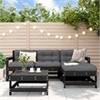 vidaXL 5 Piece Wood Garden Lounge Set in Black/Anthracite