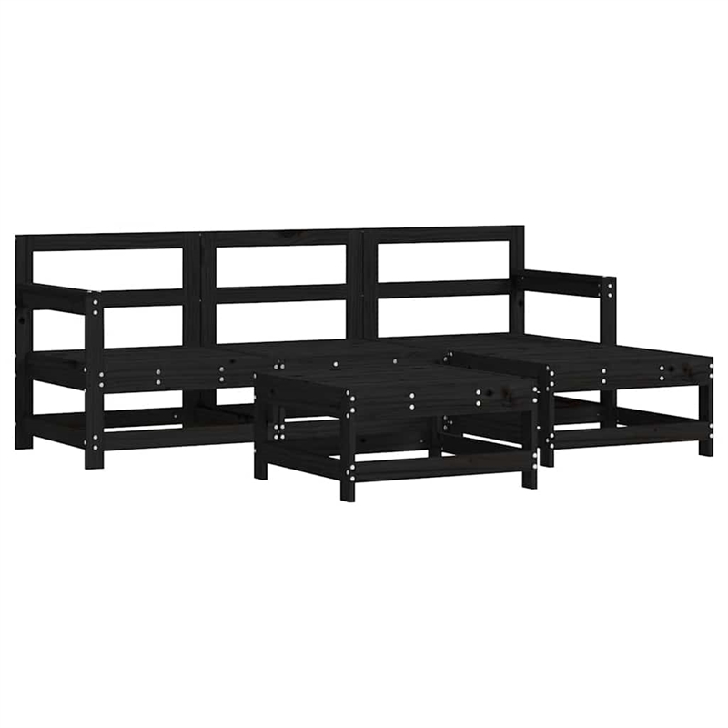 vidaXL 5 Piece Wood Garden Lounge Set in Black/Anthracite