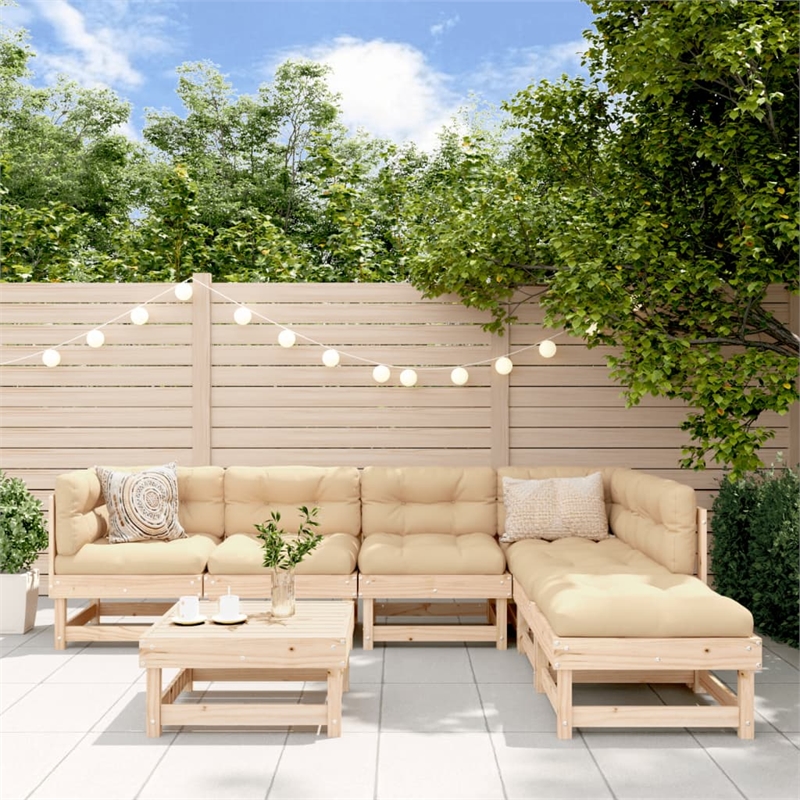 vidaXL 7 Piece Wood Garden Lounge Set in Natural
