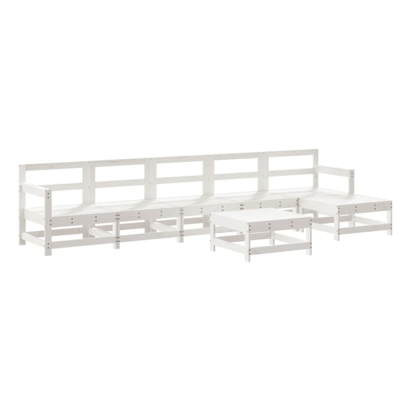 vidaXL 7 Piece Wood Large Garden Lounge Set in White