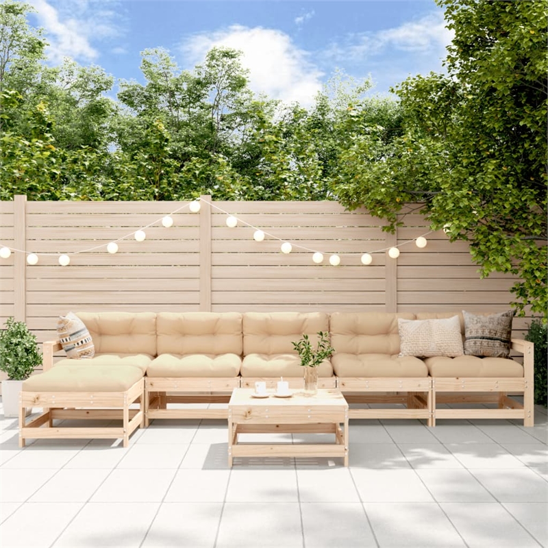 vidaXL 7 Piece Wood Large Garden Lounge Set in Natural
