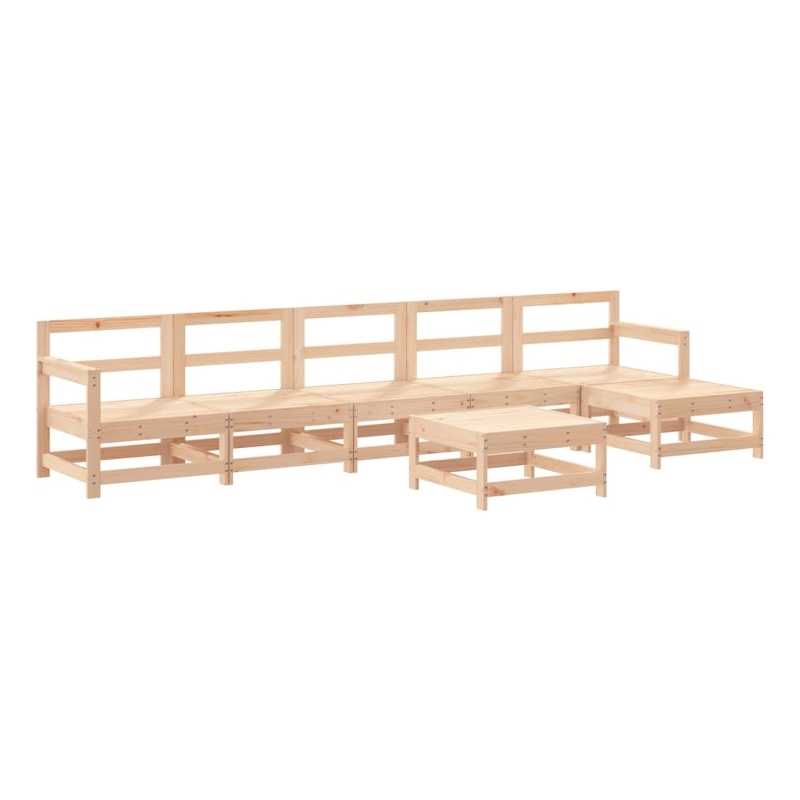vidaXL 7 Piece Wood Large Garden Lounge Set in Natural