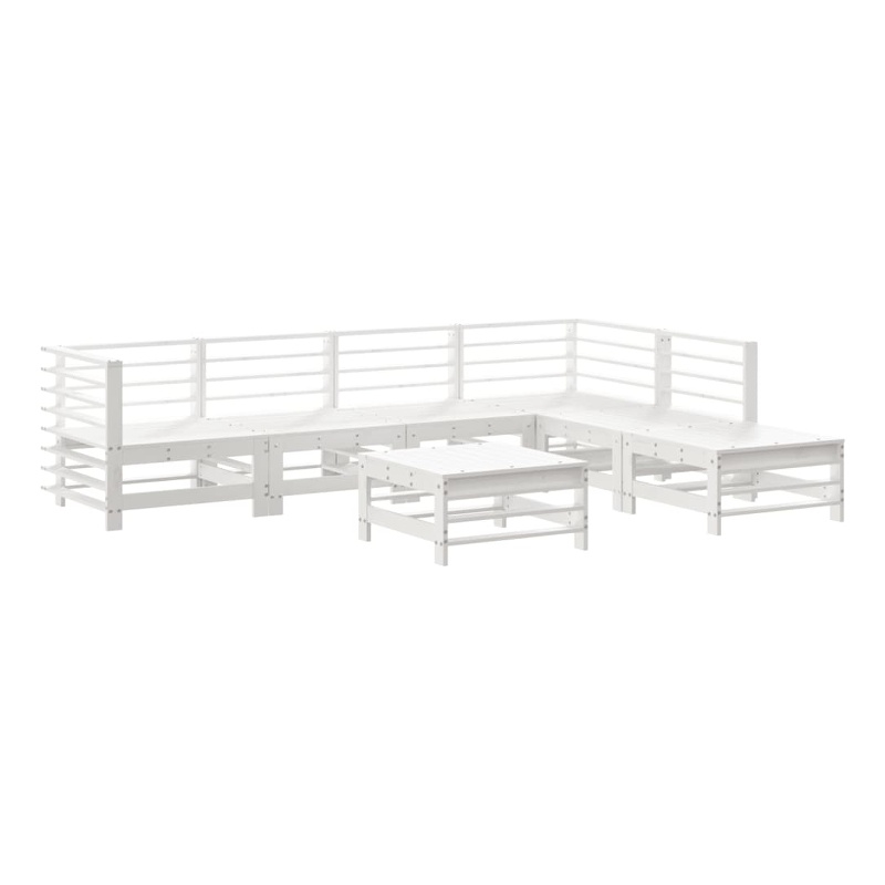 vidaXL 7 Piece Wood Large Garden Lounge Set in White