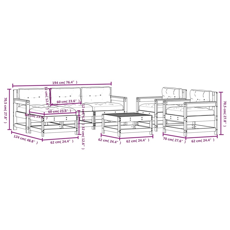 vidaXL Wood Garden Lounge Set in White/Anthracite