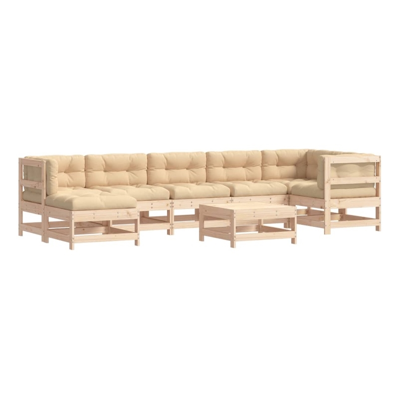 vidaXL 8 Piece Wood Large Garden Lounge Set in Beige