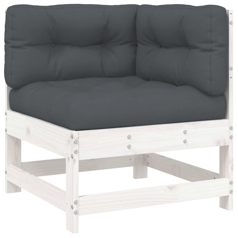 vidaXL 8 Piece Wood Garden Lounge Set in White/Anthracite