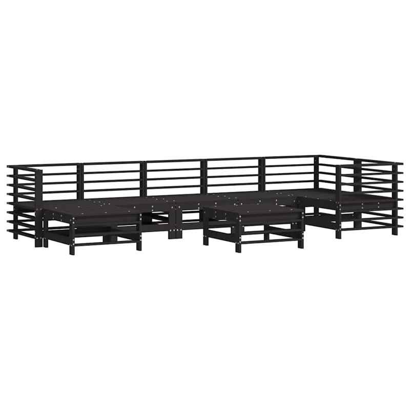 vidaXL 8 Piece Wood Small Garden Lounge Set in Black/Anthracite