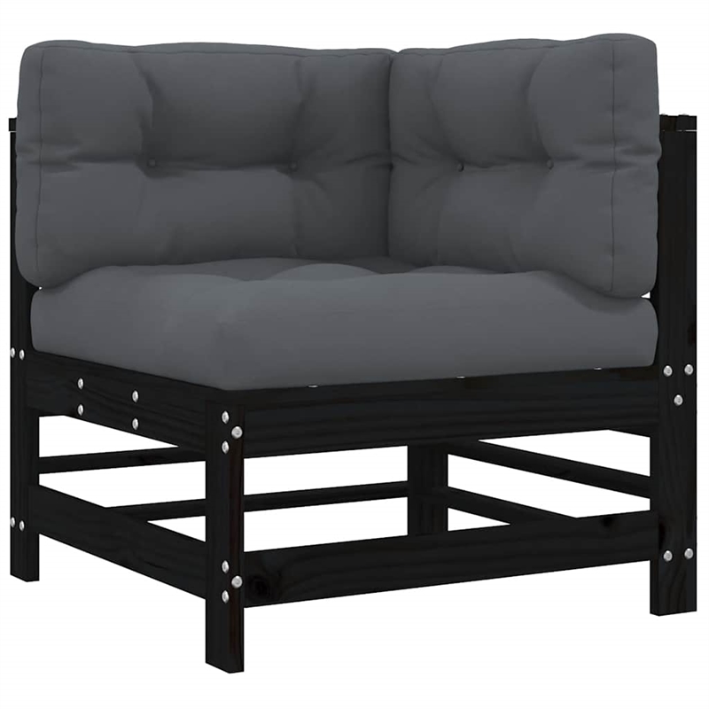 vidaXL 8 Piece Wood Small Garden Lounge Set in Black/Anthracite