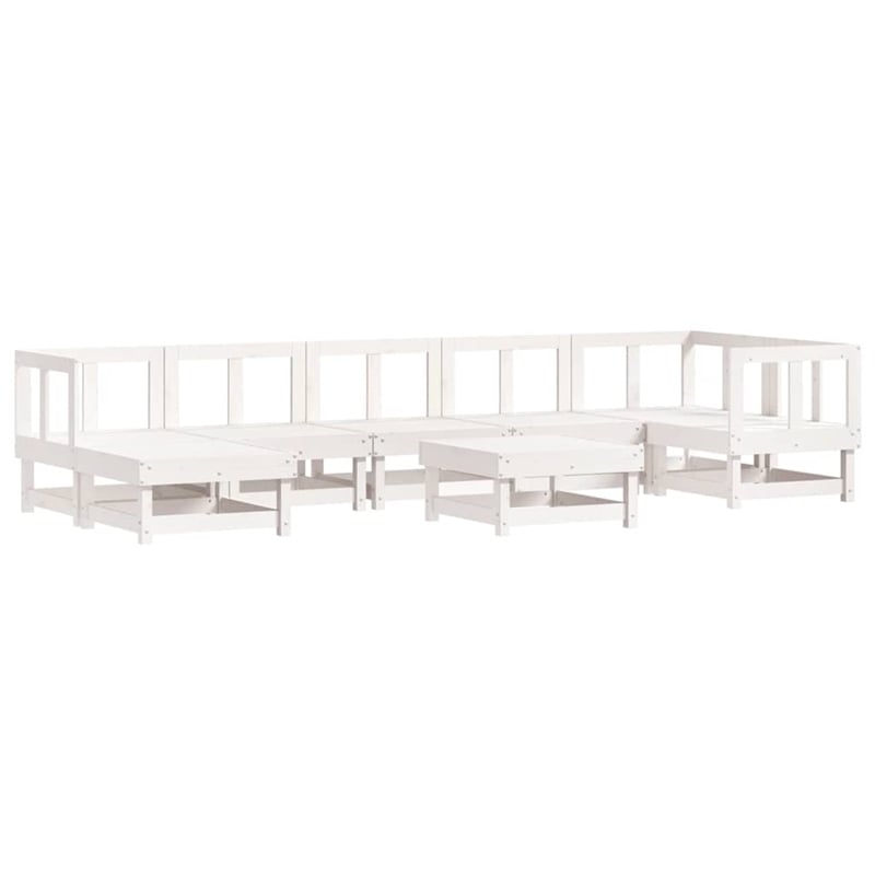 vidaXL 8 Piece Wood Garden Lounge Set in White/Anthracite