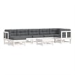 vidaXL 8 Piece Wood Garden Lounge Set in White/Anthracite