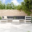 vidaXL 8 Piece Wood Garden Lounge Set in White/Anthracite
