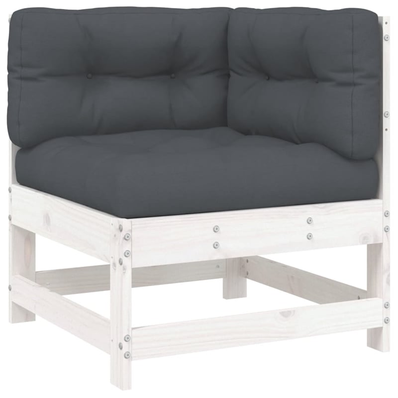 vidaXL 8 Piece Wood Garden Lounge Set in White/Anthracite