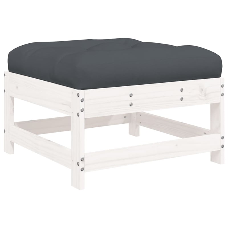 vidaXL 8 Piece Wood Garden Lounge Set in White/Anthracite