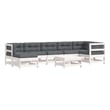 vidaXL 8 Piece Wood Garden Lounge Set in White/Anthracite