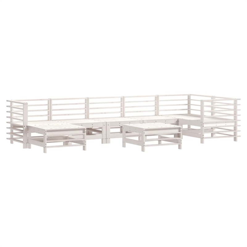 vidaXL 8 Piece Wood Garden Lounge Set in White