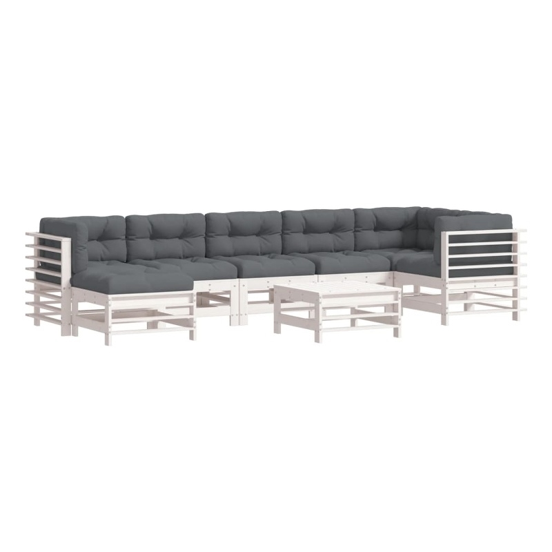 vidaXL 8 Piece Wood Garden Lounge Set in White
