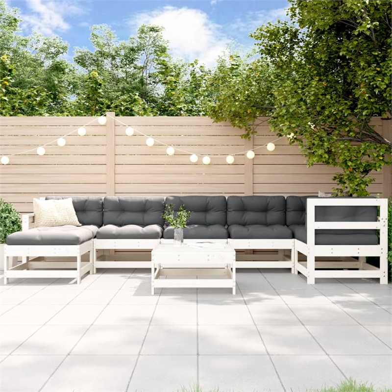 vidaXL 8 Piece Wood Garden Lounge Set in White