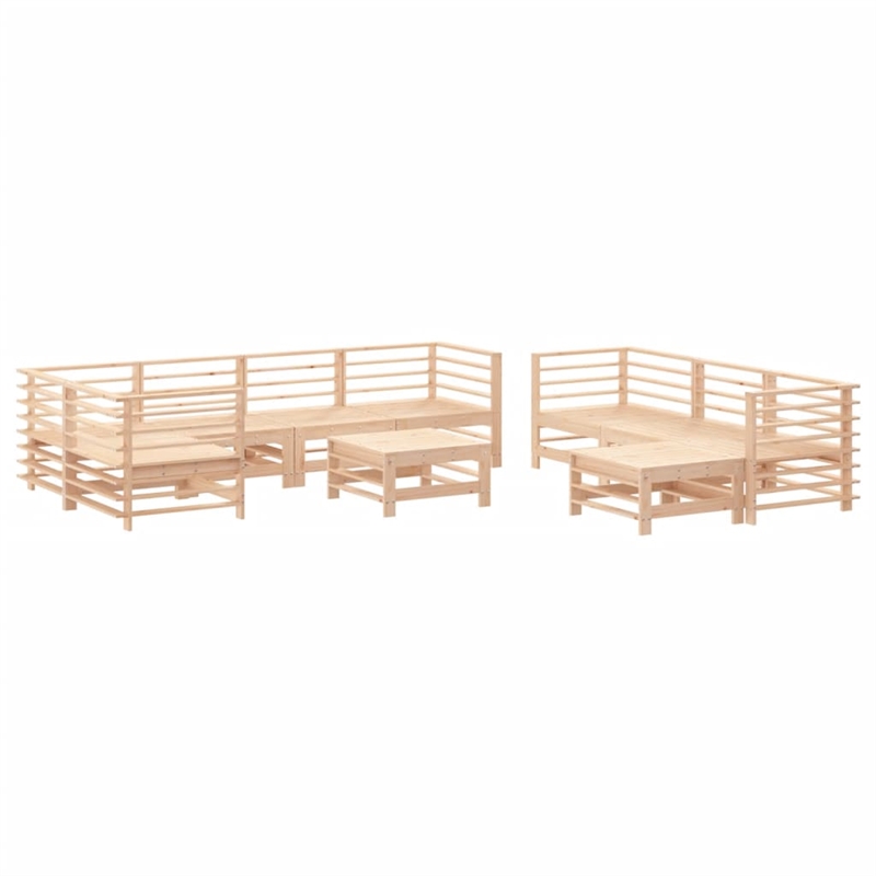vidaXL 10 Piece Wood Garden Lounge Set in Natural/Beige