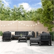 vidaXL 10 Piece Wood Large Garden Lounge Set in Black/Anthracite