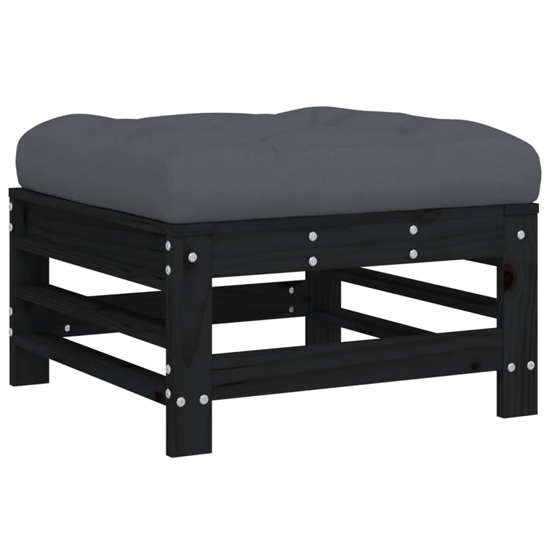 vidaXL 10 Piece Wood Large Garden Lounge Set in Black/Anthracite