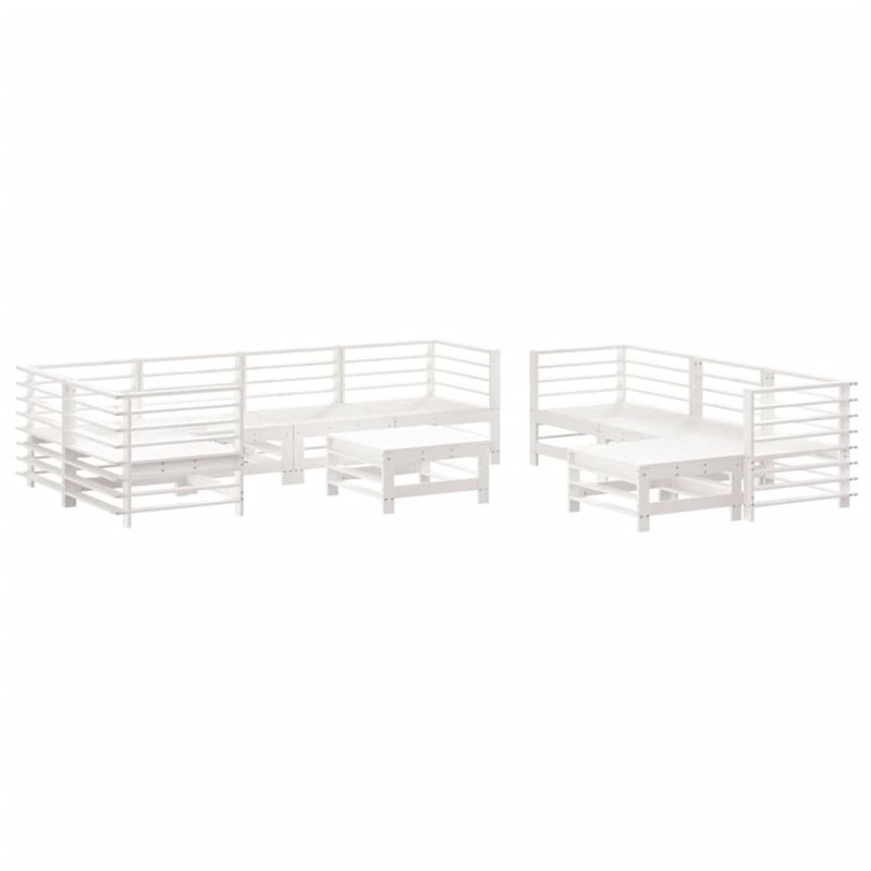 vidaXL 10 Piece Wood Standard Garden Lounge Set in White/Anthracite