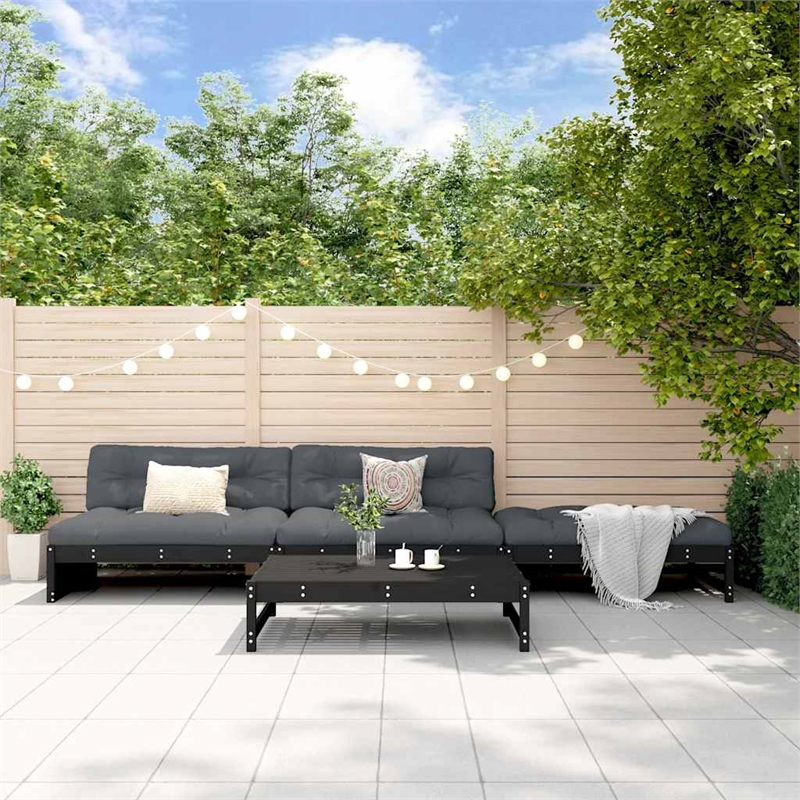 vidaXL Wood Large Garden Lounge Set in Black/Anthracite