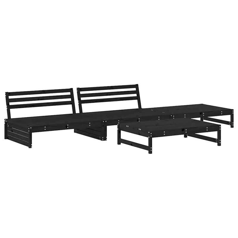 vidaXL Wood Large Garden Lounge Set in Black/Anthracite