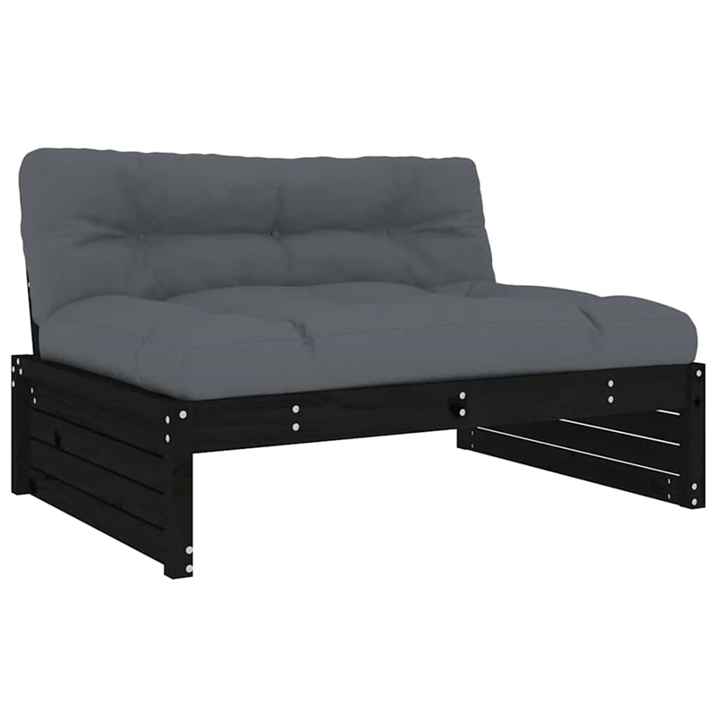 vidaXL Wood Large Garden Lounge Set in Black/Anthracite
