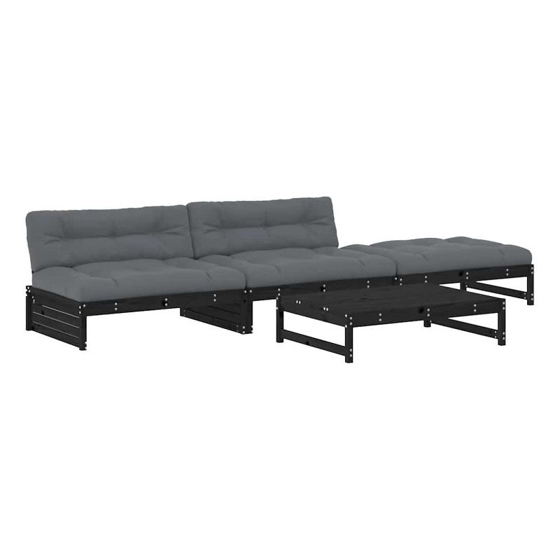 vidaXL Wood Large Garden Lounge Set in Black/Anthracite
