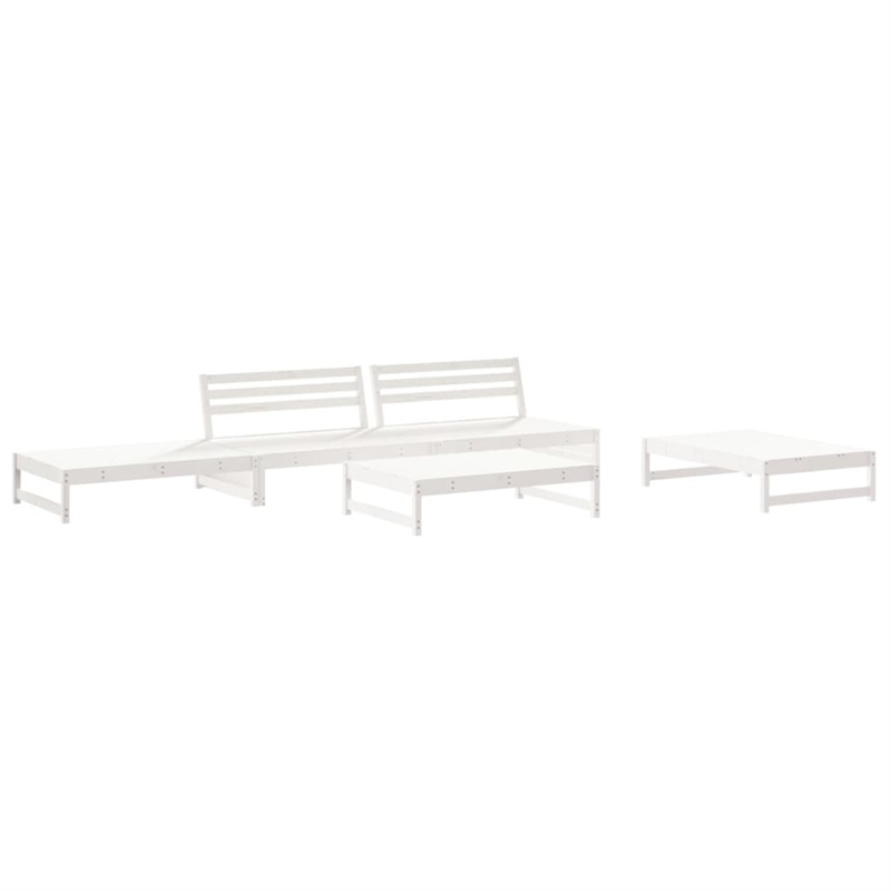 vidaXL 6 Piece Wood Large Garden Lounge Set in White/Anthracite