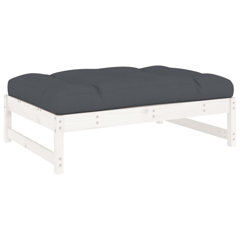 vidaXL 6 Piece Wood Large Garden Lounge Set in White/Anthracite