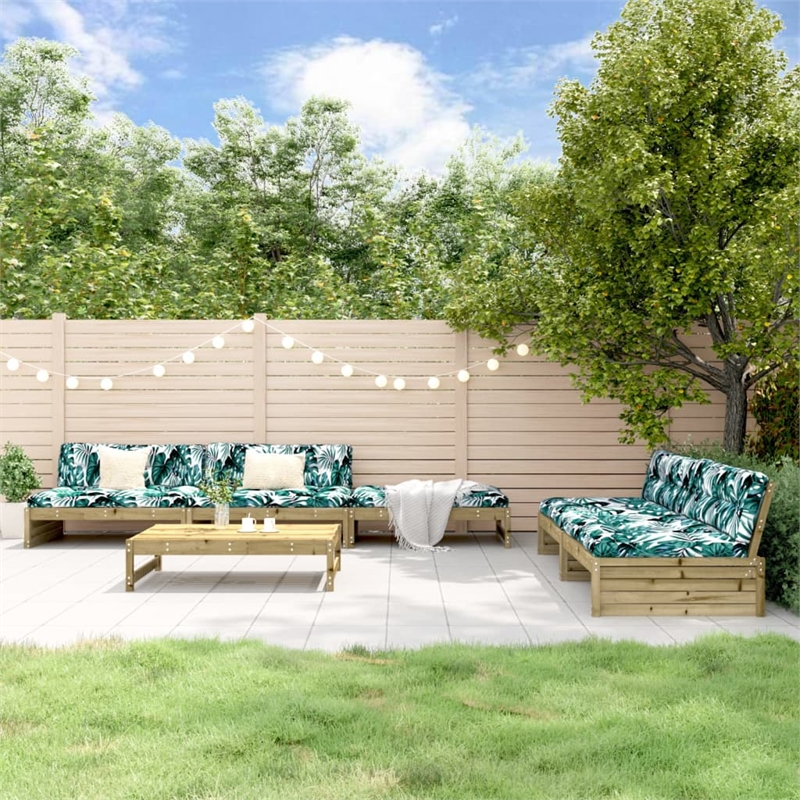 vidaXL 6 Piece Wood Large Garden Lounge Set in Brown