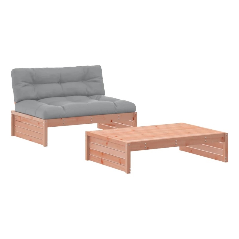 vidaXL 2 Piece Wood Medium Garden Lounge Set in Gray