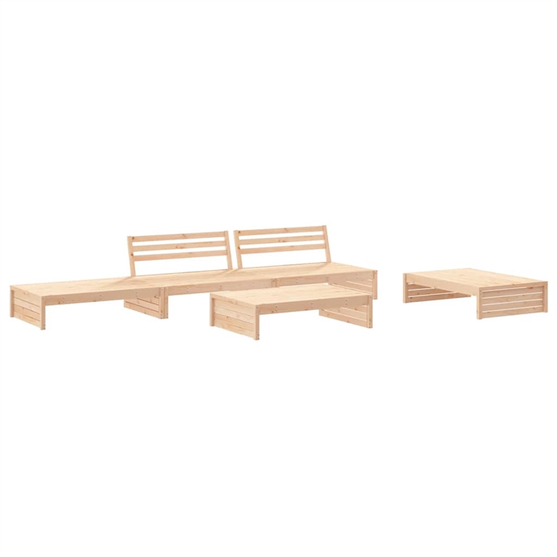 vidaXL 5 Piece Wood Large Garden Lounge Set in Natural/Beige