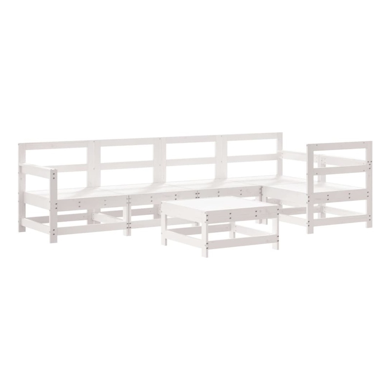 vidaXL 6 Piece Wood Large Garden Lounge Set in White